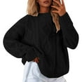 thumbnail image 1 of Cute Sweater Women Cable Knitted Long Sleeve Crew Neck Solid Loose Casual Fall Clothes Outfits, 1 of 1