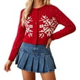 thumbnail image 1 of Cute Sweater Women Christmas Snowflake Print Long Sleeve Crew Neck Button Up Cropped Slim Winter Sweaters, 1 of 8