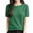 thumbnail image 1 of Cute Sweater Women Elegant Short Sleeve V Neck Knitted Summer Solid Basic Lightweight Sweaters, 1 of 1