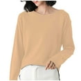 thumbnail image 1 of Cute Sweater Women Long Sleeve Crewneck Loose Fit Solid Basic Casual Knitted Shirts Cozy Sweaters, 1 of 2