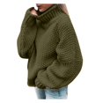 thumbnail image 1 of Cute Sweater Women Oversize Long Sleeve Turtleneck Drop Shoulder Loose Fit Solid Cozy Sweaters, 1 of 5
