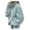 thumbnail image 1 of Cute Sweater Women Oversize Long Sleeve Turtleneck Drop Shoulder Loose Fit Solid Winter Sweaters, 1 of 5