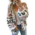 thumbnail image 1 of Cute Sweater Women Oversized Boho Print Cardigan Open Front Long Sleeve V Neck Button Knitted Fall Winter Clothes, 1 of 1