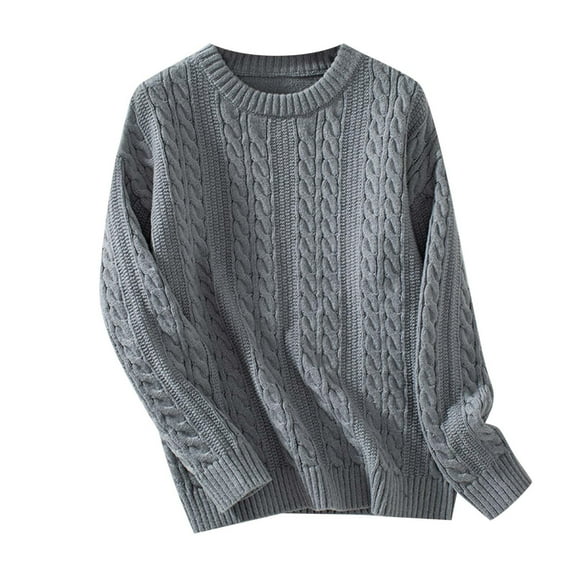 Cute Sweater Women Solid Basic Casual Knit Long Sleeve Fashion Crewneck Ribbed Knit Lightweight Sweaters