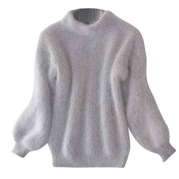 Cute Sweater Women Warm Thicken Fuzzy Knitted Long Sleeve Turtleneck Solid Dressy Casual Pullover Tops