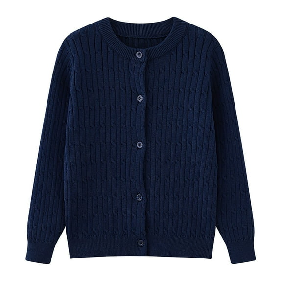 Cute Sweaters For Girls 10-12 Girls Uniform Cardigan Girls and Toddlers' Uniform Cotton Slim Fit Crewneck Cardigan Sweater Girls Solid Cardigan