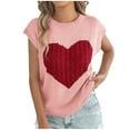 thumbnail image 1 of Cute Sweaters Women Cap Sleeve Love Heart Valentines Day Outfit Crewneck Knitted Pullover Casual Tank Tops (XL, Pink), 1 of 8
