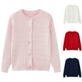 thumbnail image 1 of Cute Sweaters for Teen Girl's Bow Button Down Knitted Cardigan V Neck Loose Cute Crop Sweater Outwear Cardigan for Girls School Uniform, 1 of 9