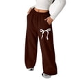 thumbnail image 1 of Cute Sweatpants for Women, Comdrip Women's Wide Leg Sweatpants High Waisted Bow Graphic Drawstring Elastic Waist Pants Baggy Jogger Pants Trousers Straight Leg Sweatpants for Women Brown M, 1 of 5