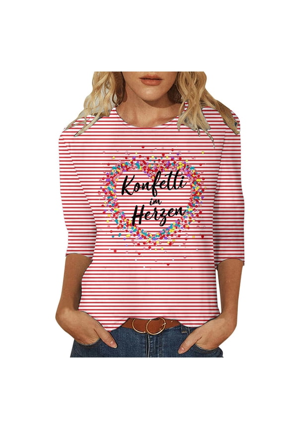 Cute Sweatshirt for Women, Oversized Heart Print Pullover, Striped Easter Crewneck Sweater, Cute Heart Graphic Casual Lounge Top(Red,XXL)