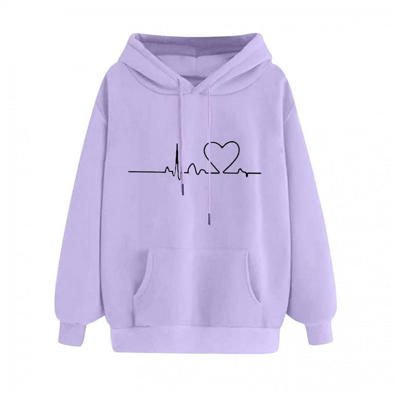 Cute Sweatshirt for Womens Teens Girls Heart Graphic Hoody Tops Shirts Hoodie Kawaii Jumper Comfy Sweater Blouses Walmart