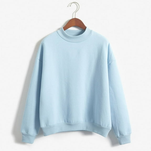 Cute Sweatshirts For Women Casual Comfortable Easy Solid Color Loose Round Neck Blouse Tops Clothes With Pocket