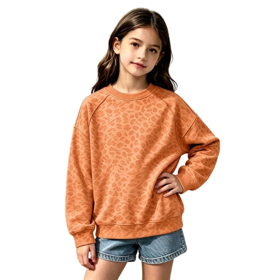 Cute Sweatshirts for Girls 10-12 Crewneck Raglan Long Sleeve Girls Pullover Top Lightweight Leopard Print Sweaters for Teen Girls Winter Back To School Outfits for Teen Girls