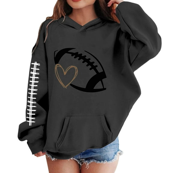 Cute Sweatshirts for Girls Preppy Aesthestic Sweat Shirts Y2k Bastball Graphic Long Sleeve Pullover Tops Back To School Clothes for Teen Girls - Black,9-10 Years