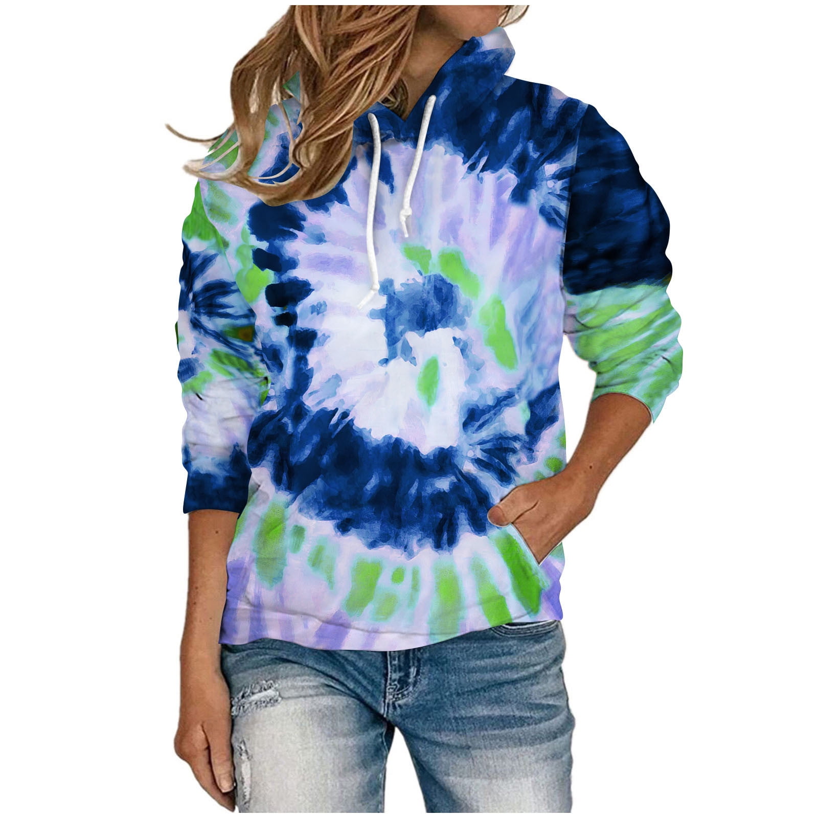 Cute Sweatshirts Hooded Sweatshirt Women Plus Size Tie Dye Printed
