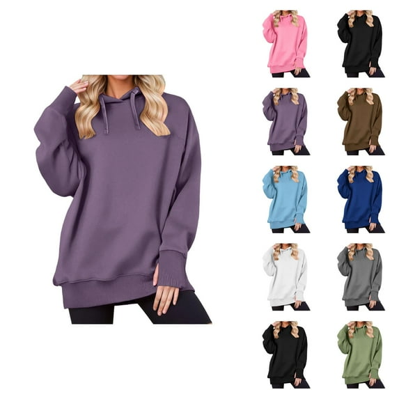 Cute Sweatshirts for Women Women's Solid Sweatshirt Women's Casual Long Sleeve Hooded Sweatshirt Solid Color Pullover Fashion Hoodie For Daily Wear Comfortable Loungewear