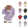 thumbnail image 1 of Cute Sweatshirts for Women Women's Solid Sweatshirt Women's Casual And Fashionable Solid Color Zipper Hoodless Sweatshirt, 1 of 5