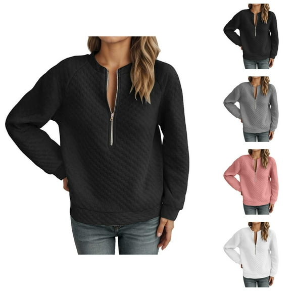 Cute Sweatshirts for Women Women's Solid Sweatshirt Women's Casual Stand Up Collar Long Sleeved Pullover Regular Solid Color Color Top Hoodie