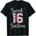 thumbnail image 1 of Cute Sweet 16 Sixteen Birthday Floral 16 Year Old Girl T-Shirtmen and women can wear, black, white, gifts.S,M,L,XL,2XL,3XL,490XL, 1 of 4