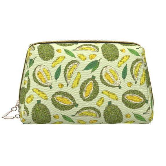 Cute Sweet Durian Makeup Bag, Large Capacity Travel Cosmetic Bag for Women Girls- Travel Toiletry Bag Leather Portable Waterproof Makeup Case Organizer with Handle