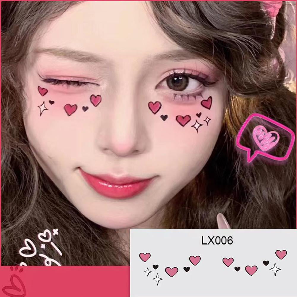 Cute Sweet Girl Makeup Face Stickers Star Love Blush Photo Support Eye ...