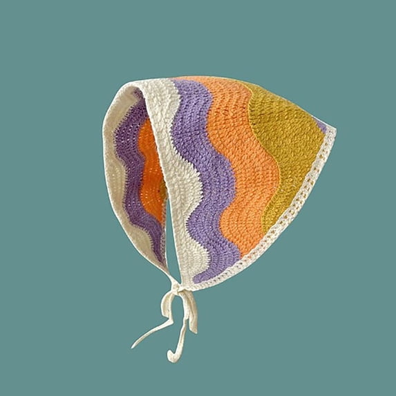 Cute Sweet Knitted Handmade Crochet Little Flower French Pastoral Style Headband Towel Triangle Headband Headscarf Hat I