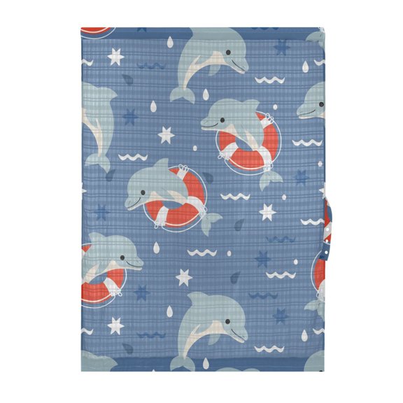 Cute Swimming Circle Pattern Door Curtain Sheer Privacy Light Filtering Window Panel 1 Panel 25x40 Inch