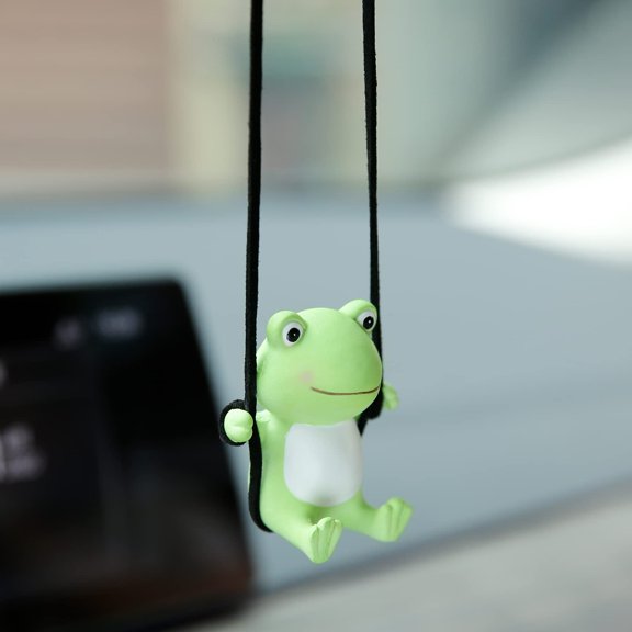 Cute Swinging Frog Car Rear View Mirror Hanging Accessories Funny Car Interior Decor Gifts for Women Men