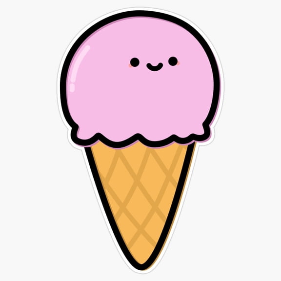 Cute Swirl Soft Serve Ice Cream Cone Summer Dessert Parlor Fountain Icon Decal For Kids Bottle Sticker