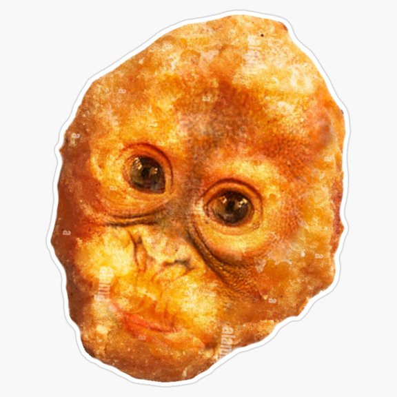 Cute Symmetrical Orange Orangutan Sliced Chicken Nugget Fast Food Animal Mashup Decal For Skateboard Sticker