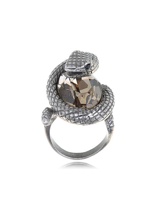Cute Synthetic Topaz Crystal Rhinestone Wrap Around Snake Serpent Ring