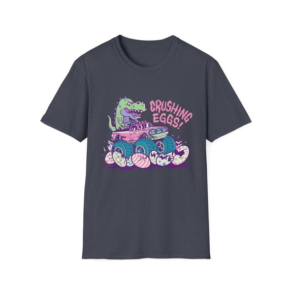 Cute TRex Monster Truck Easter Egg Graphic Holiday Tee