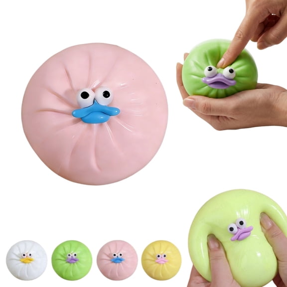 Cute Taba Fidget Toys for Adults - Giant Stress Ball with Big Eyes & Sausage Lips, Funny Prank Gifts, Party Supplies, Game Prizes(Pink)