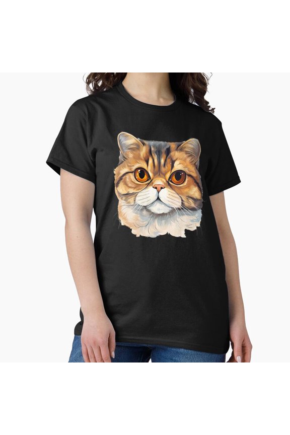 Cute Tabby Cat Face T-Shirt - Adorable Orange Eyed Kitty Pet Lover Gift H1136, for Unisex, Up to Size 5XL