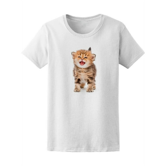 Cute Tabby Kitten Cat Talking T-Shirt Women -Image by Shutterstock, Female x-Large
