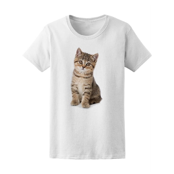 Cute Tabby Kitten Curious Face T-Shirt Women -Image by Shutterstock, Female Medium