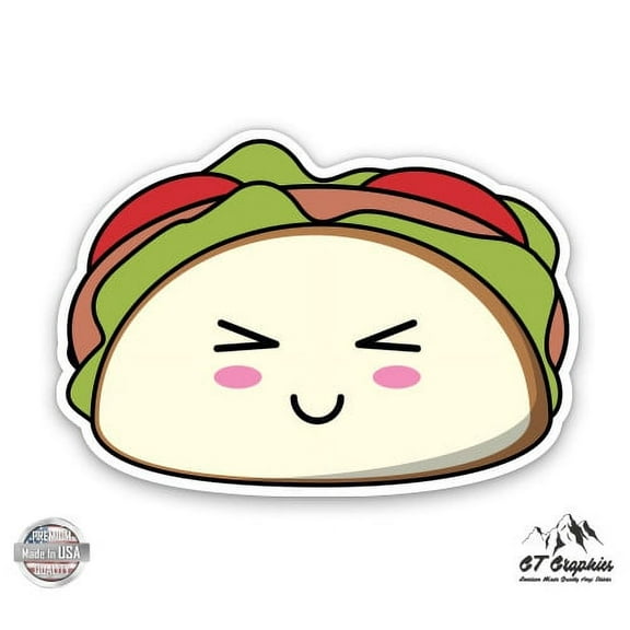 Cute Taco - 3" Vinyl Sticker - For Car Laptop I-Pad Phone Helmet Hard Hat - Waterproof Decal