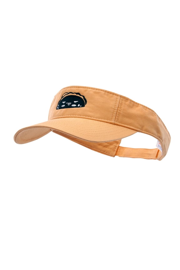 Cute Taco Embroidered Pro Style Cotton Twill Washed Visor - Mango OSFM