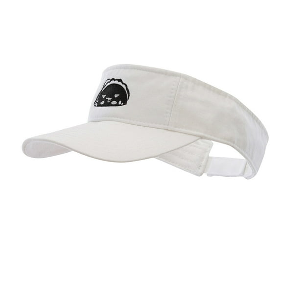 Cute Taco Embroidered Pro Style Cotton Twill Washed Visor - White OSFM