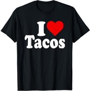 Cute Taco Themed Printed T-Shirt I LOVE TACOS Novelty Daily Wear Top