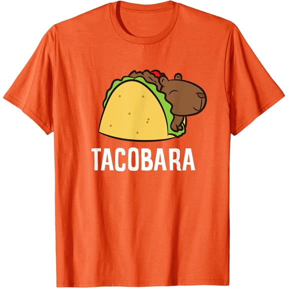 Cute Tacobara Funny Capybara Tacos Unisex T-Shirt for Men Women Kids Toddler,Orange Color,Size XL