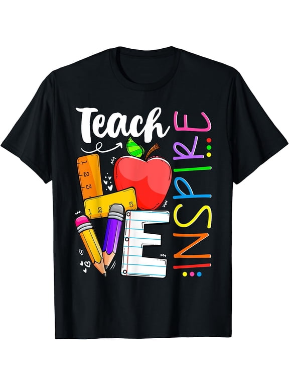 Cute Teach Love And Inspire Men Women Teacher T-Shirt