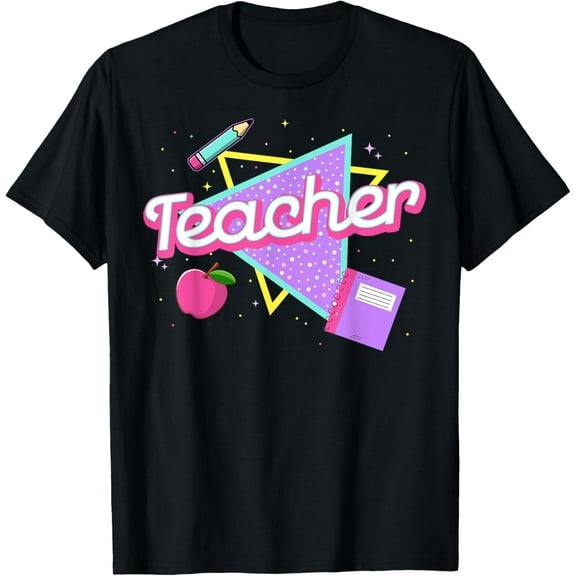 Cute Teacher Shirt 80's 90's Style Retro Old School Teacher T-Shirt Tops Tee