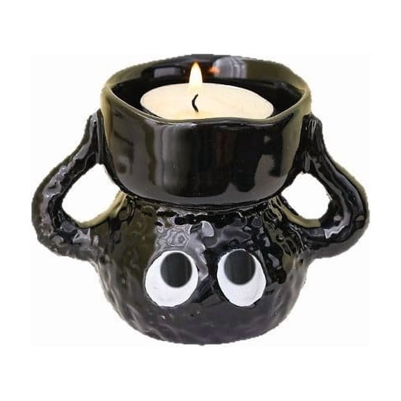Cute Tealight Candle Holder, Small Cartoon Soot Sprite Ceramic Holders for Candle/Ring/Jewelry for Home Decor, Unique Gifts for Housewarming/Halloween/Thanksgiving/Christmas/Birthday Gift
