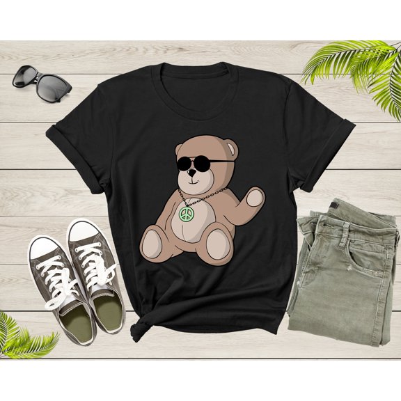Cute Teddy Bear Animal Wearing Sunglasses Funny Waving Toy T-Shirt Teddy Bear Lover Gift T Shirt for Men Women Kids Boys Girls Tshirt