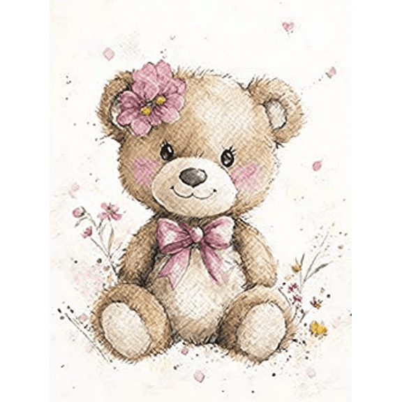 Cute Teddy Bear Canvas Wall Art/Decorative PaintingPerfect for BedroomLiving RoomNurseryKids Roomand Girl's Room Decoration.