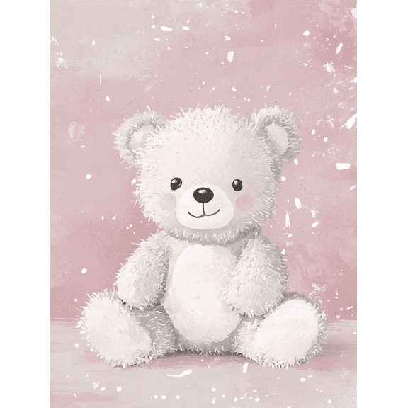 Cute Teddy Bear Canvas Wall Art Print Suitable for Living Room Bedroom Nursery Bathroom and Office Decoration.