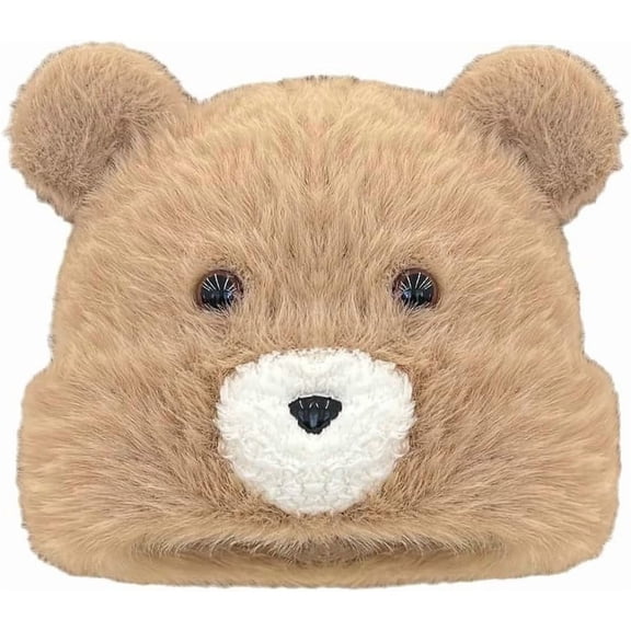 Cute Teddy Bear Ear Flap Hat for Women Winter Trapper Hat Russian Ushanka Style Thermal Ear Muffs Knitted Beanie