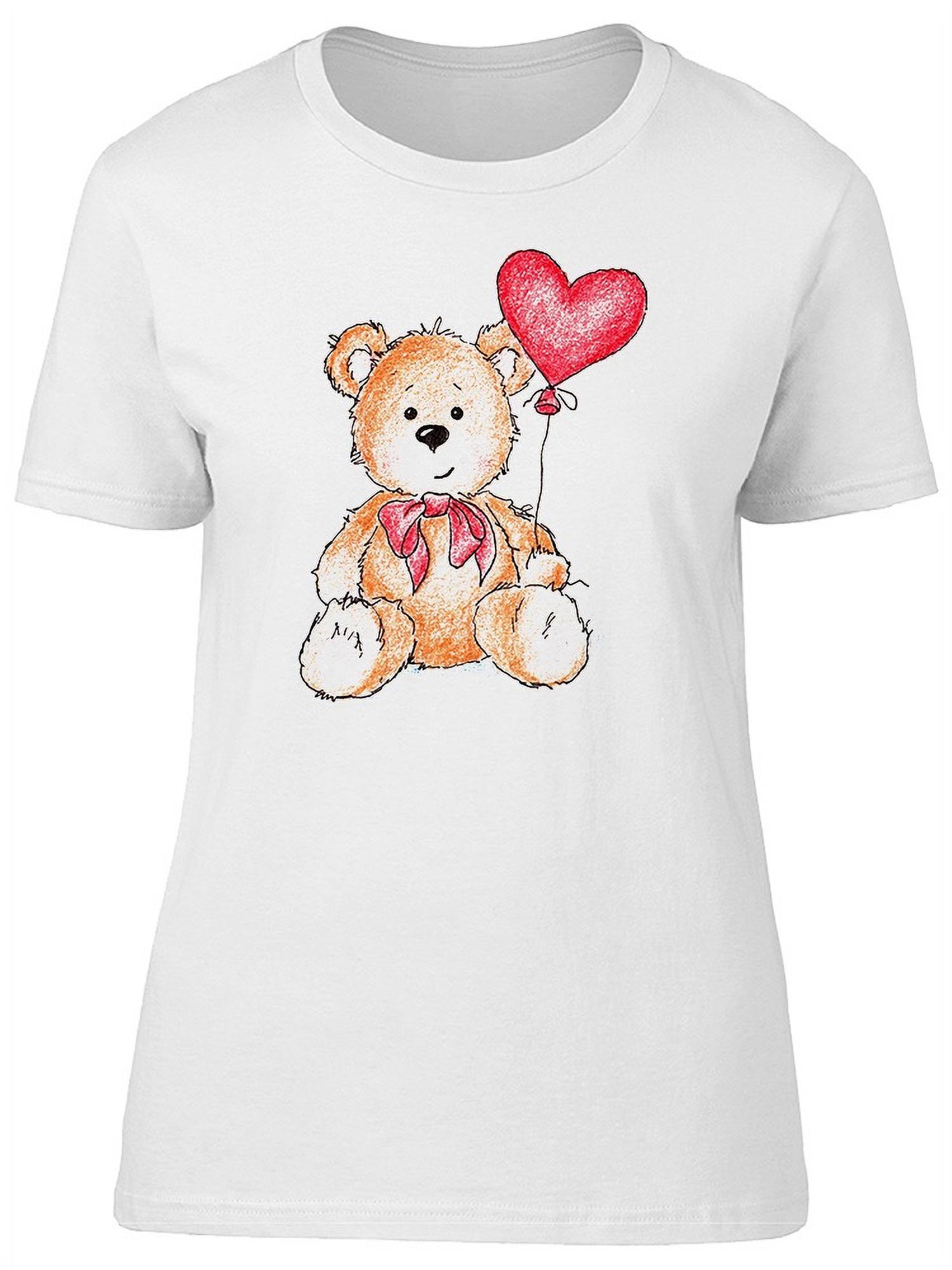 Cute Teddy Bear Heart Balloon T-Shirt Women -Image by Shutterstock ...