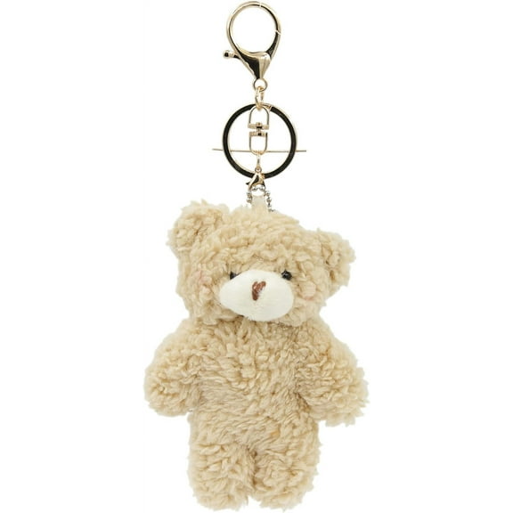 Cute Teddy Bear Keychain for Backpack, 5" Inch Bear Plush Keychain with Purple Heart Bag Charms for Women Girls
